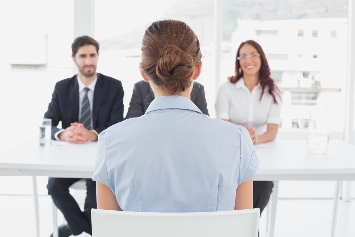 Businesswoman in a work interview with employers Businesswoman in a work interview with employers
